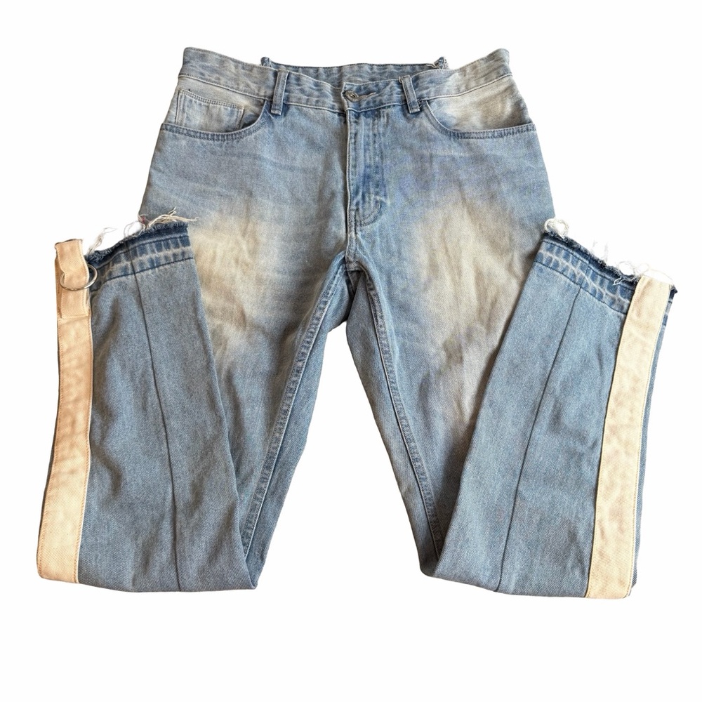 PARIS RUNWAY SAMPLE Men's SKINNY Fit Blue Jeans HIGHLY DISTRESSED - Picture 3 of 10